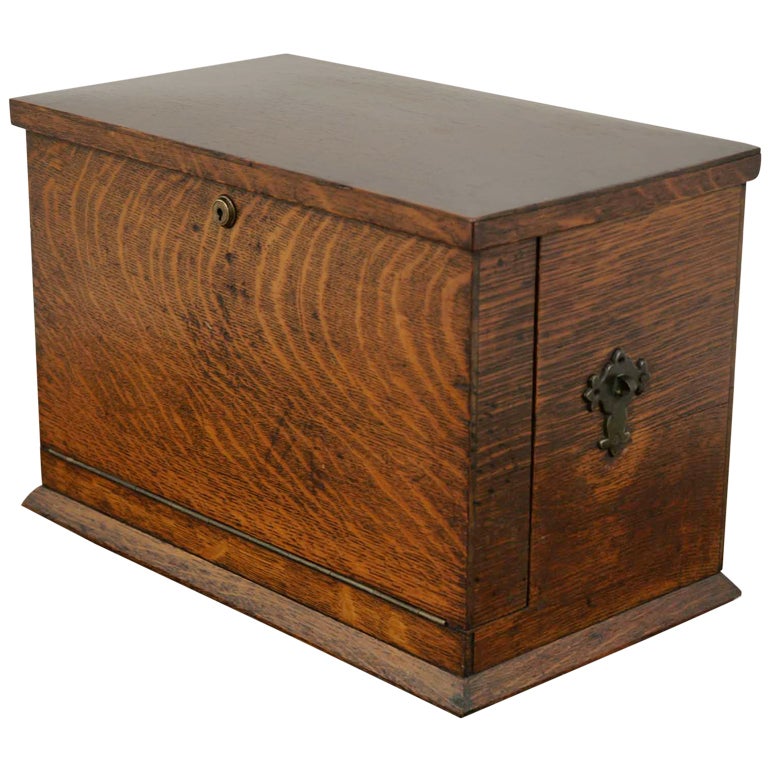 Victorian Quarter Sawn Oak Stationery Travel / Writing Box at 1stDibs