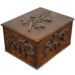 Antique Arts & Crafts Carved Oak Box