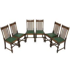 Antique Six (6) Oak Barley Twist Dining Chairs