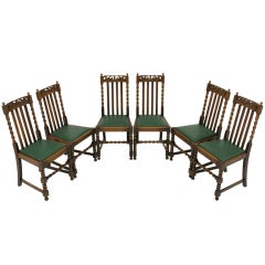 Six (6) Oak Barley Twist Dining Chairs