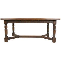 Antique Scottish Oak Draw Leaf, Refectory, Dining Table with Two Leaves