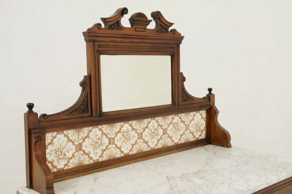 19th Century Victorian Mahogany Marble Top Washstand