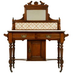 Antique Victorian Mahogany Marble Top Washstand