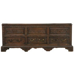 19th Century Carved Oak Coffer / Chest