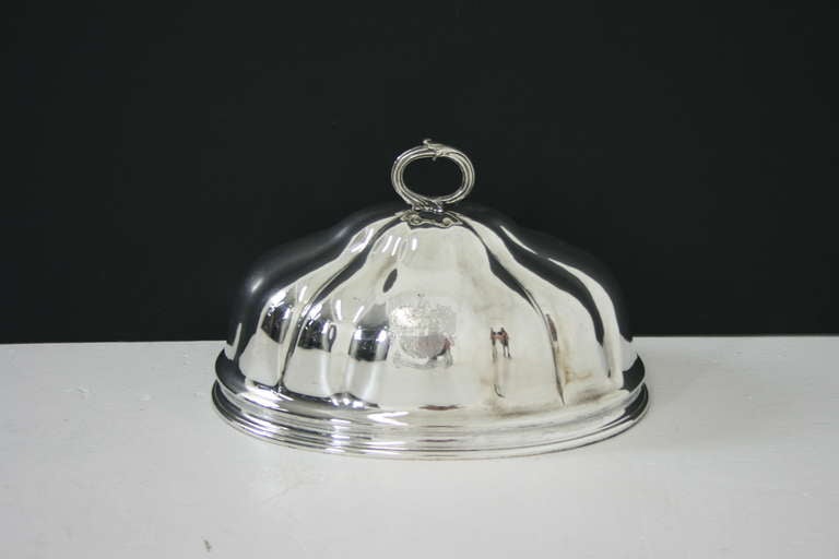 Antique Scottish Victorian Silver Plated Meat Platter Food Dome Cover 2