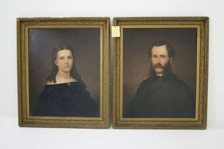 Pair 19th Century Antique Scottish Portraits Oil Paintings Framed ~1860~ 5