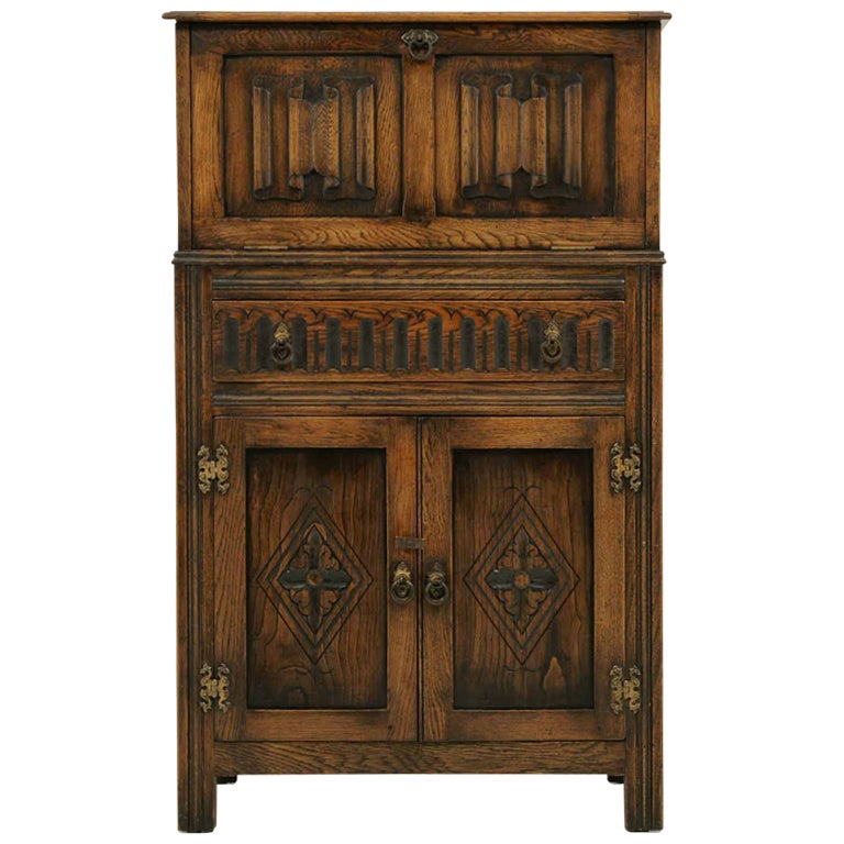 Oak Linen Fold Cocktail at 1stDibs