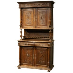 Carved Oak French Cabinet