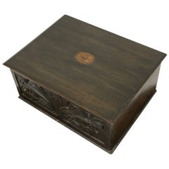 Victorian Carved Oak Bible / Deed Box