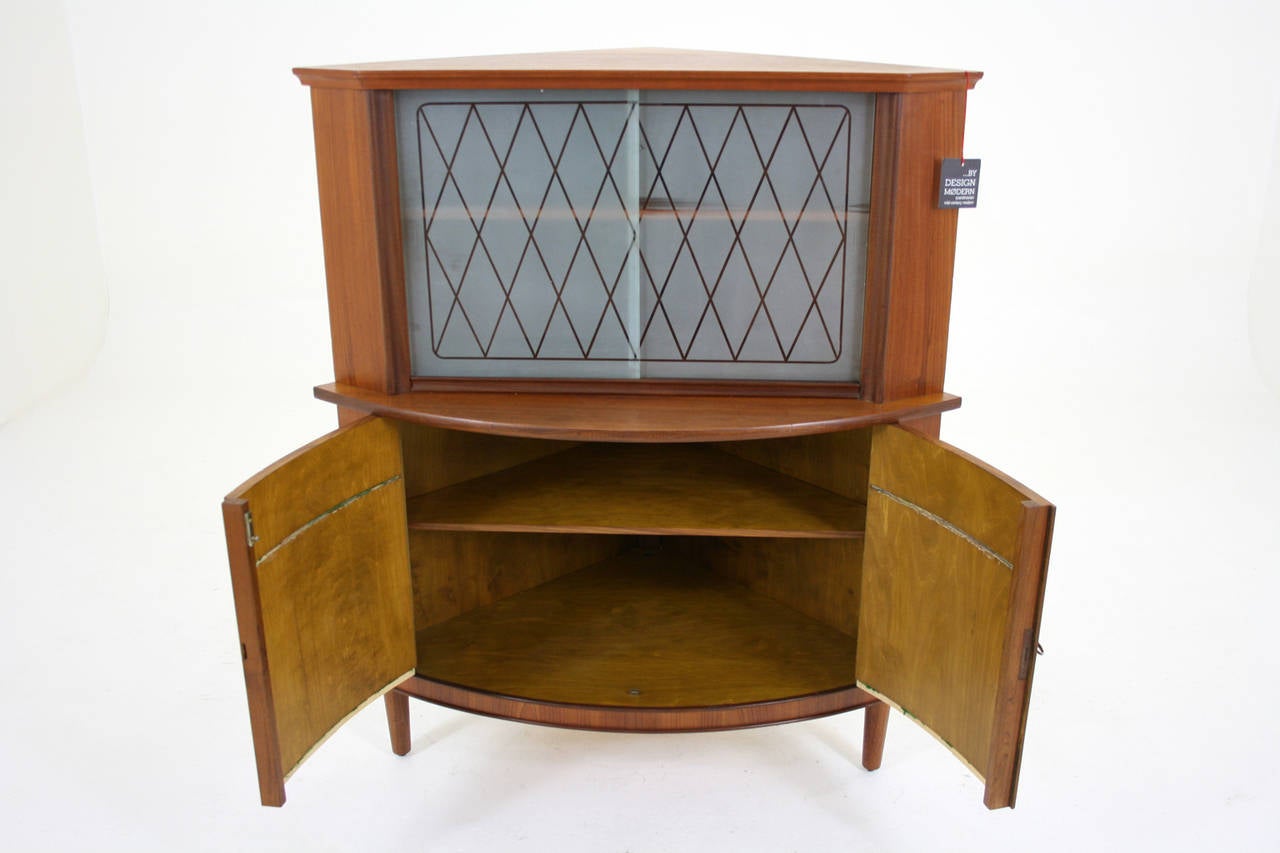 Danish Mid-Century Modern Teak Corner Cabinet or Bar Cupboard 1