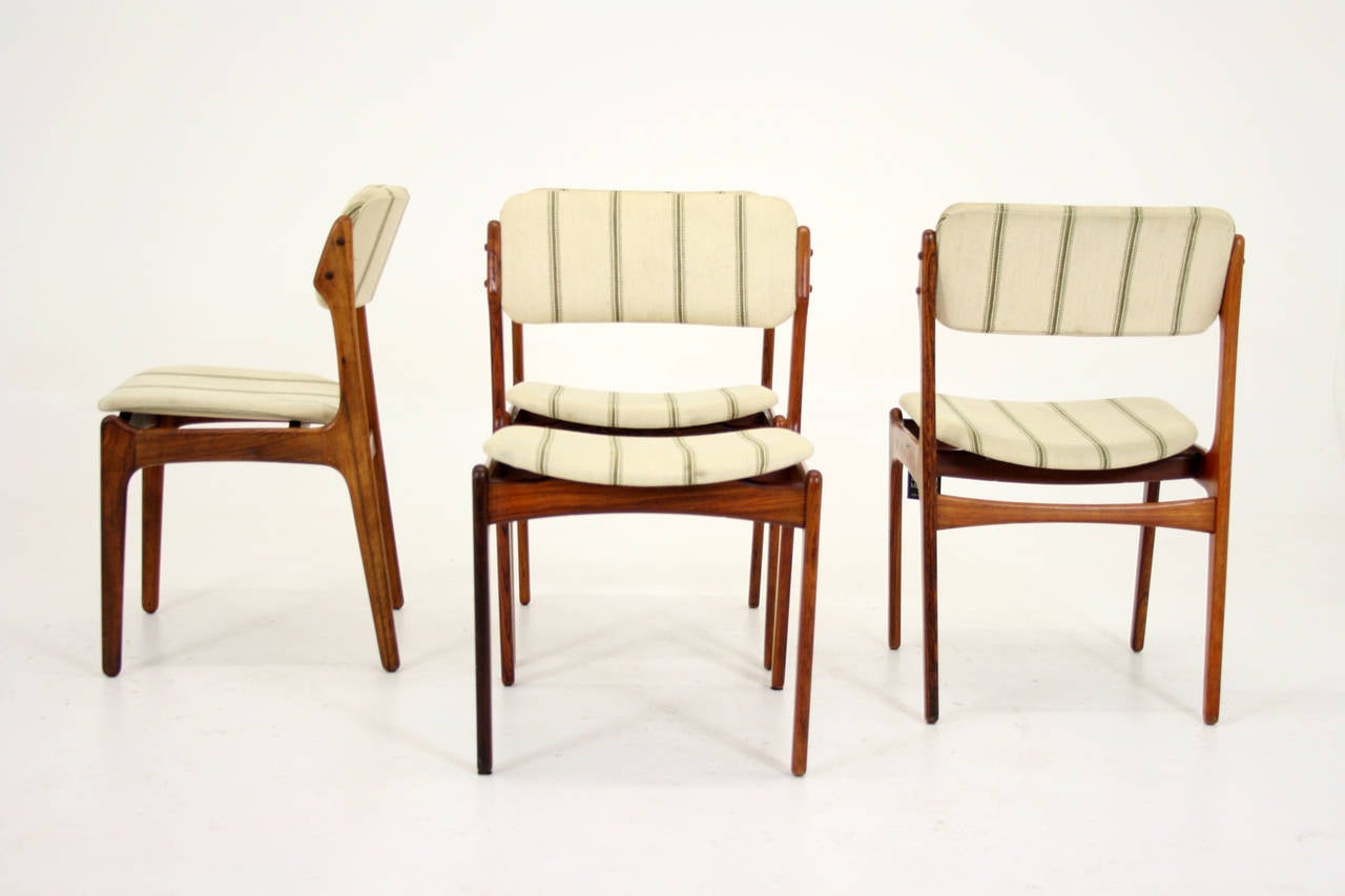 Danish Mid-Century Modern Set of Eight Rosewood Chairs by Erik Buck 1