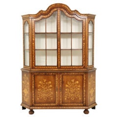 19th Century Dutch Marquetry China Cabinet