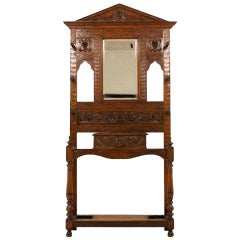 Heavily Carved Oak Victorian Hall Stand