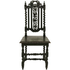 Antique Victorian Carved Oak Hall Chair