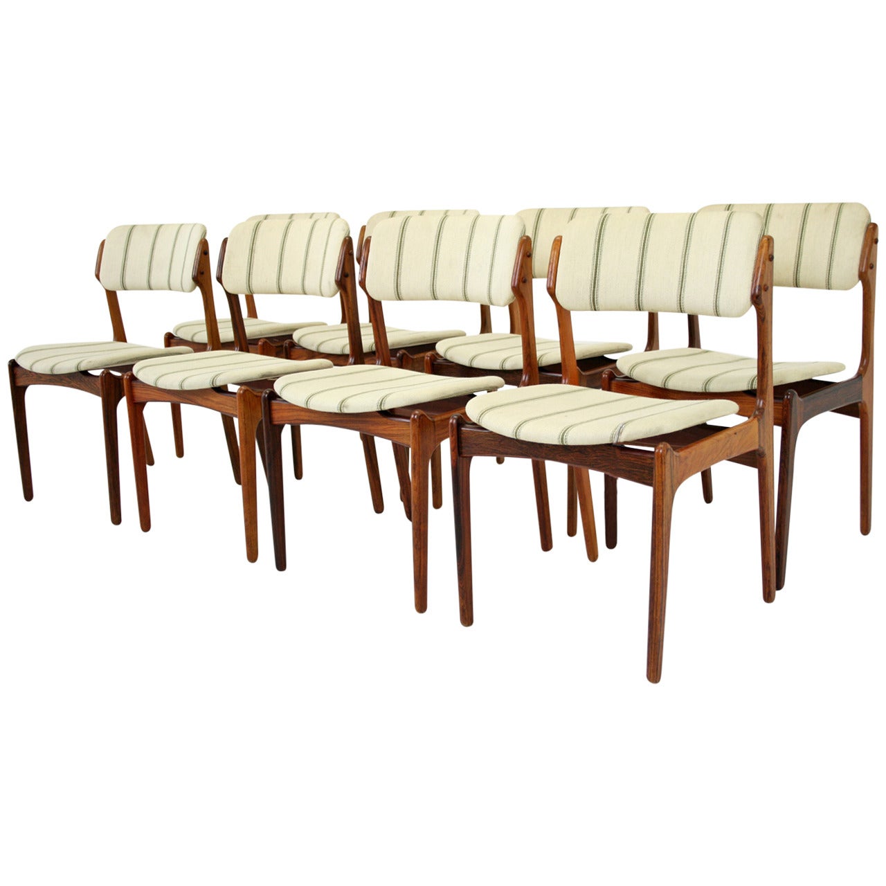Danish Mid-Century Modern Set of Eight Rosewood Chairs by Erik Buck
