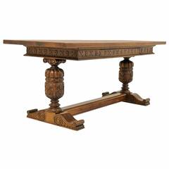 Heavily Carved Oak Refrectory Desk or Writing Table