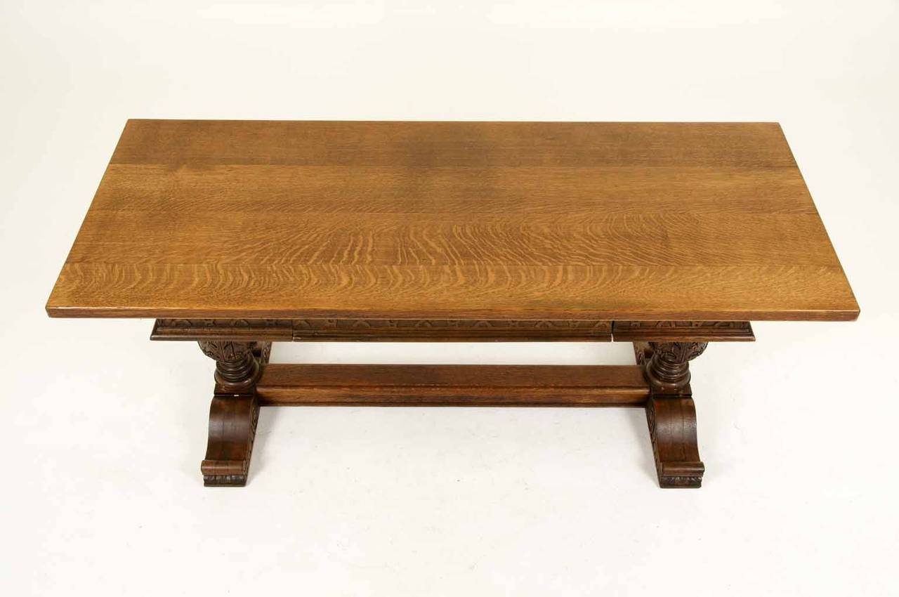 Elizabethan Heavily Carved Oak Refrectory Desk or Writing Table