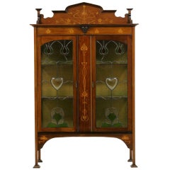 Early 20th Century Mahogany Art Nouveau Display, China Cabinet