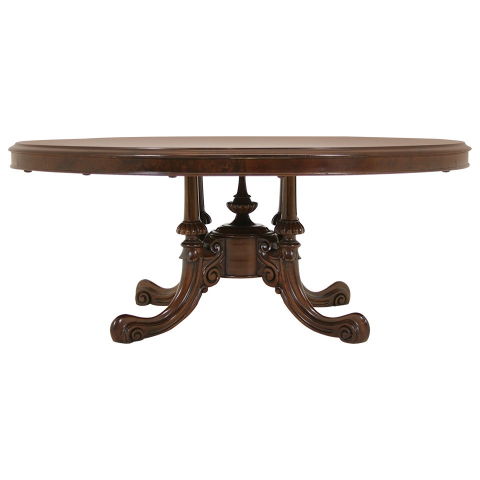 Antique Scottish Victorian Oval Inlaid Walnut Coffee Table, circa 1880