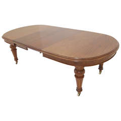 Antique Scottish Victorian Mahogany Oval Dining Table with Two Leaves, 1870