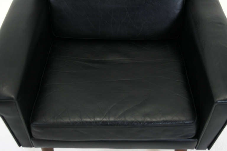 Danish Modern Leather and Teak Lounge Chair 3