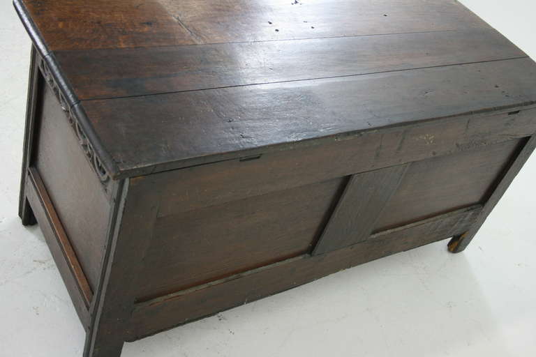 Antique Scottish 17th Century Carved Oak Coffer, Trunk or Blanket Box 5