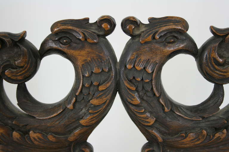 Set of Four Antique Scottish Heavily Carved Walnut Barley Twist Dining Chairs 3