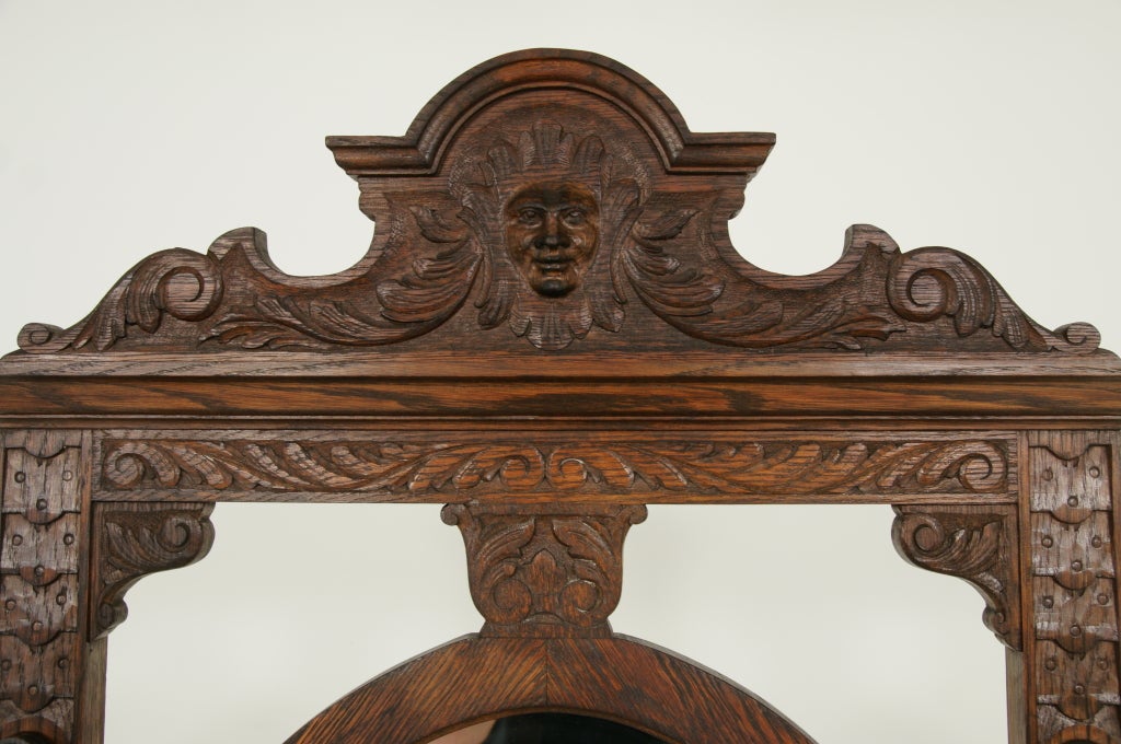 Victorian Carved Oak Hall Stand, Coat Rack