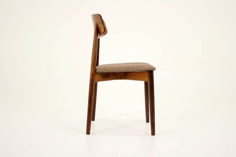 Scandinavian Modern Set of Six Rosewood Dining Chairs