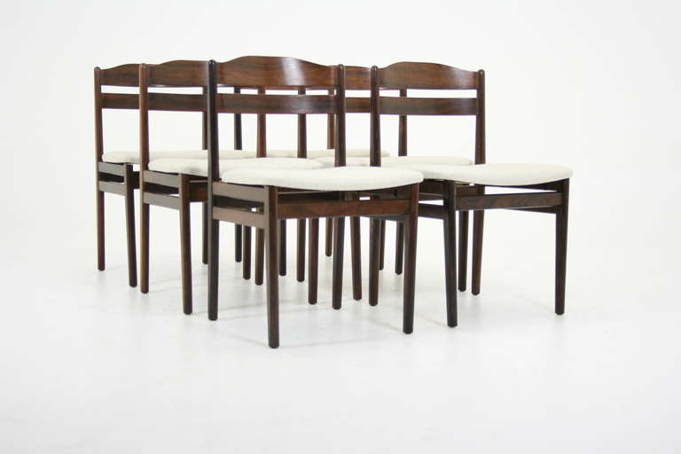 Set Six Rosewood Dining Chairs In Good Condition In Vancouver, BC