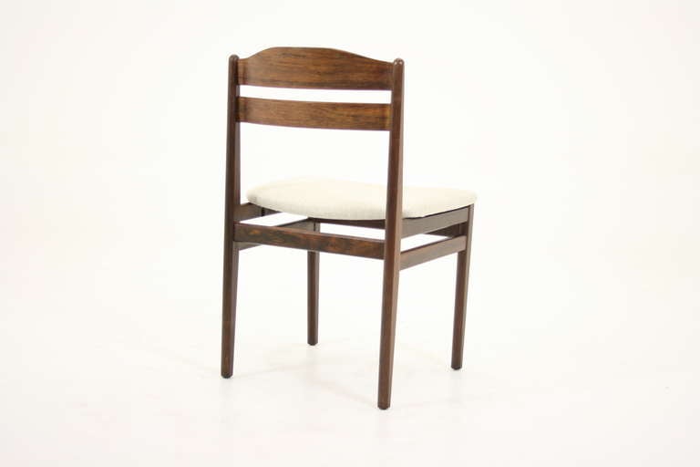 Scandinavian Modern Set Six Rosewood Dining Chairs