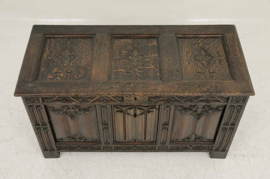 Victorian Carved Oak Coffer, Trunk
