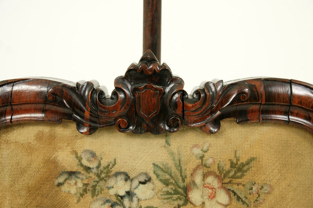 18th Century and Earlier Victorian Rosewood Pole / Firescreen