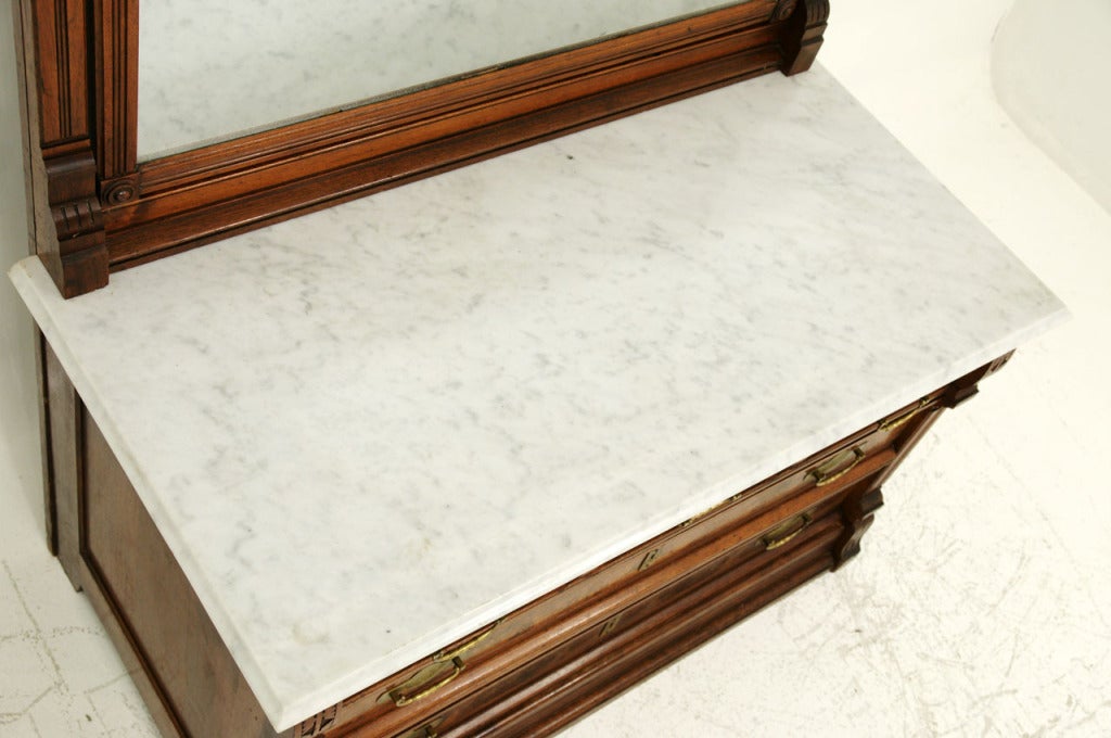 Walnut Marble Top Dresser With Mirror 1