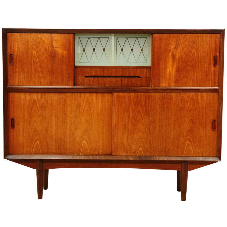 Teak Tall Sideboard Credenza Bar 300J80 at 1stDibs