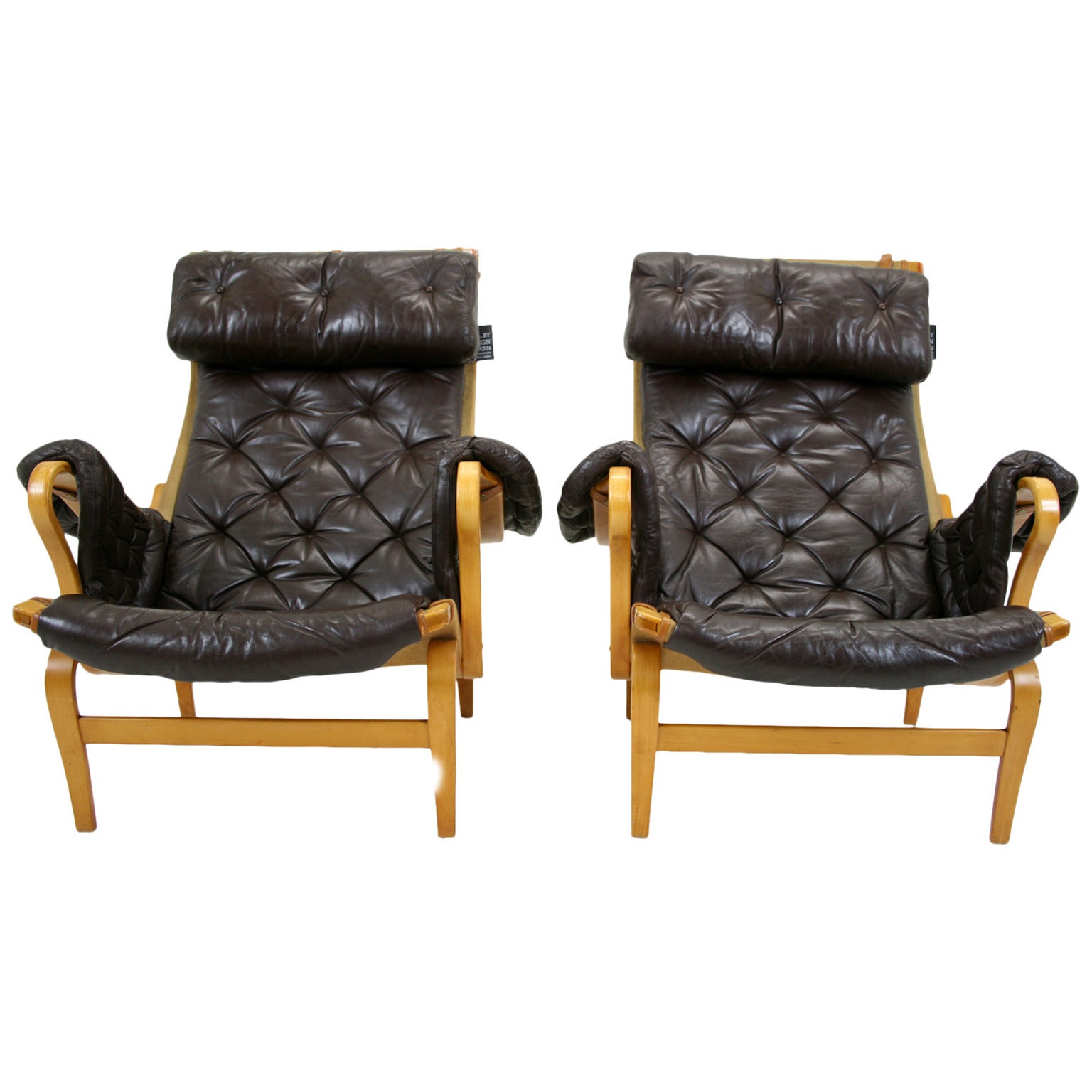 Danish Mid-Century Modern Pair of Pernilla Chairs by Bruno Mathsson