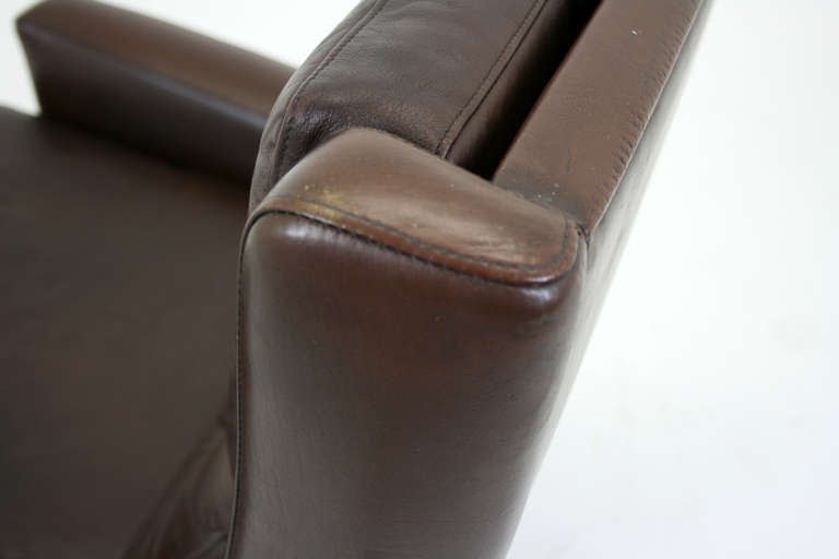 Leather and Rosewood Tall Lounge Chair 1