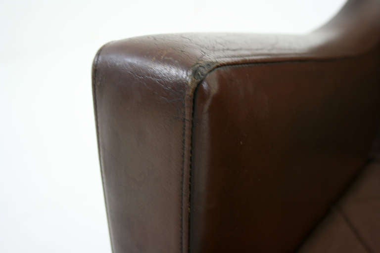 Danish Leather and Rosewood Tall Lounge Chair