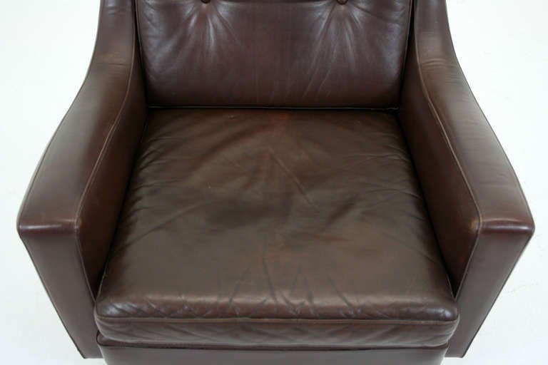 Danish Leather and Rosewood Lounge Chair 1