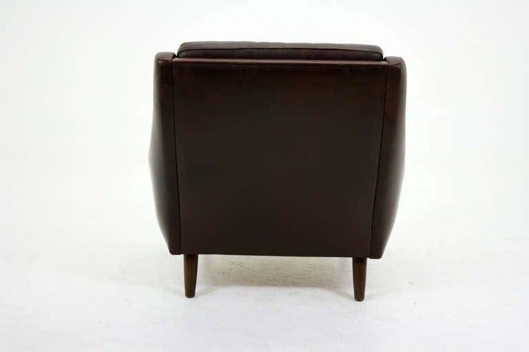 Danish Leather and Rosewood Lounge Chair 3