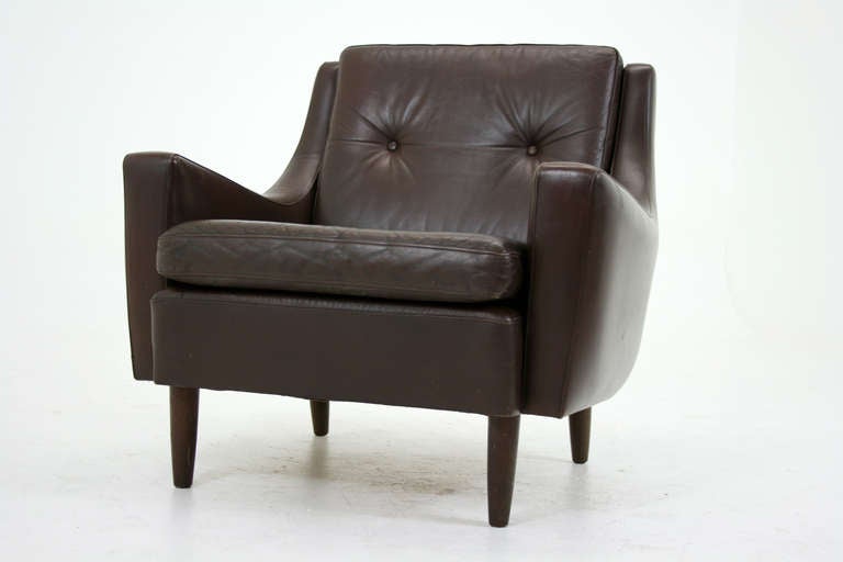 Danish Leather and Rosewood Lounge Chair 6