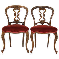 Antique Pair of Victorian Rosewood Parlor Chairs
