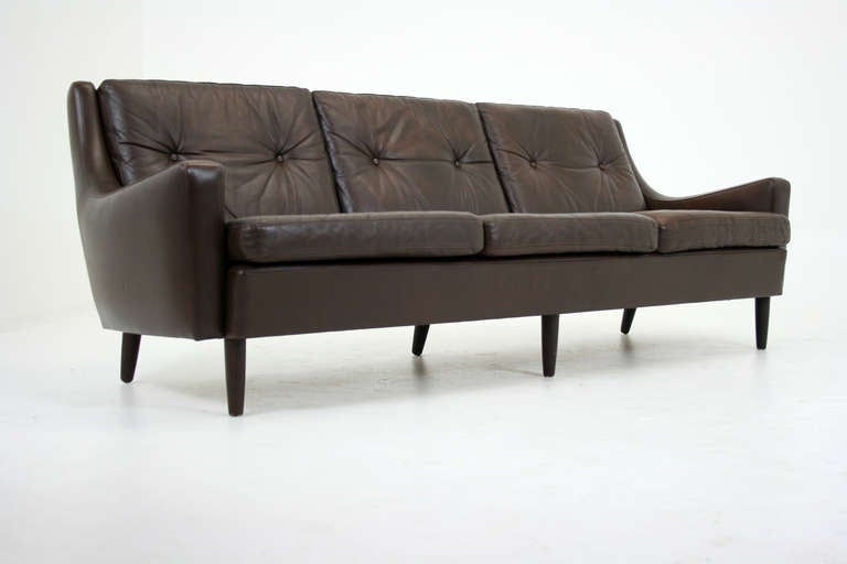 Danish Leather and Rosewood Sofa 5