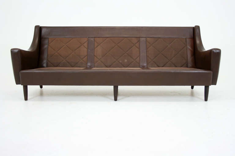 Danish Leather and Rosewood Sofa 3