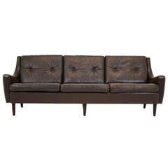 Danish Leather and Rosewood Sofa