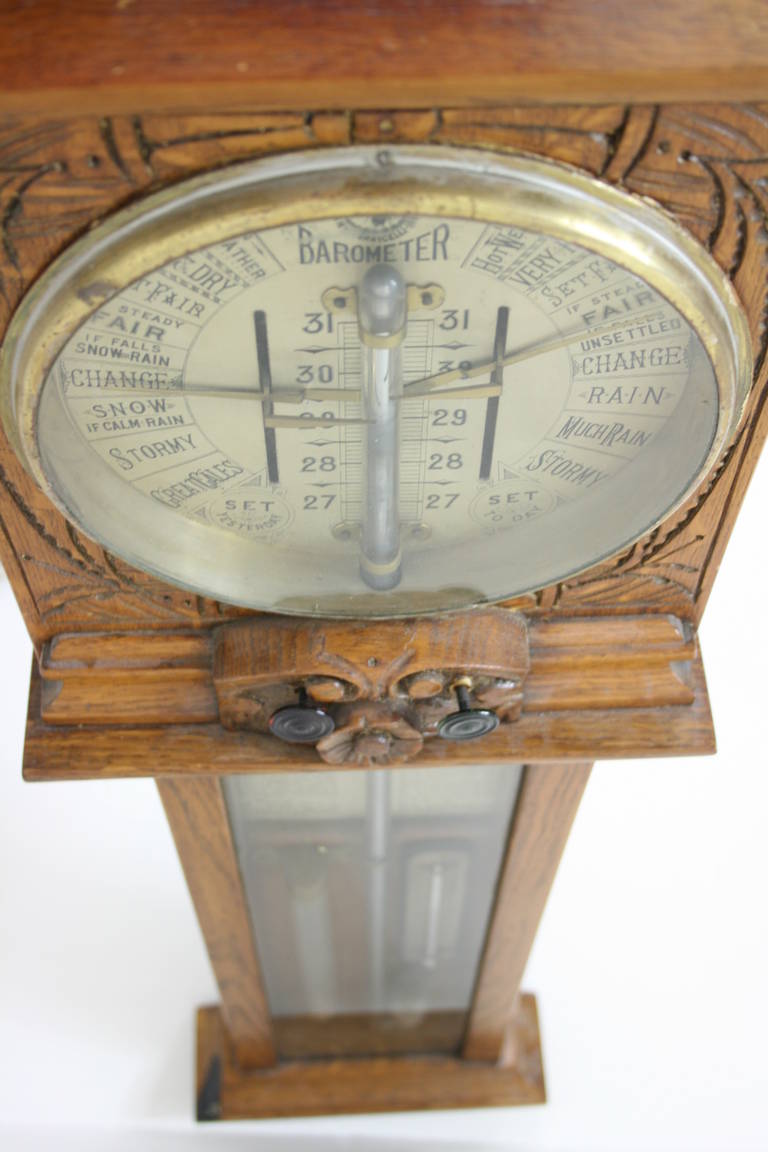 Antique English 19th Century Oak Admiral Fitzroy Barometer 4