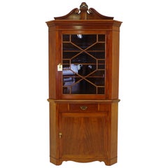 Large American Mahogany Glass Front Corner Cabinet