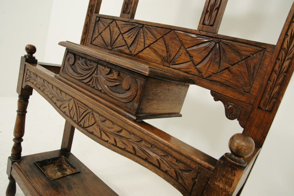 19th Century Heavily Carved Oak Hall Coat Stand