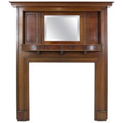 Antique Solid Mahogany Fireplace Mantel with Bevelled Mirror