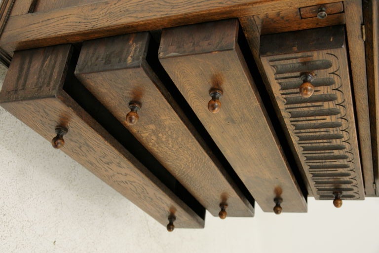 Scottish Oak Linen Fold Slant Front Desk